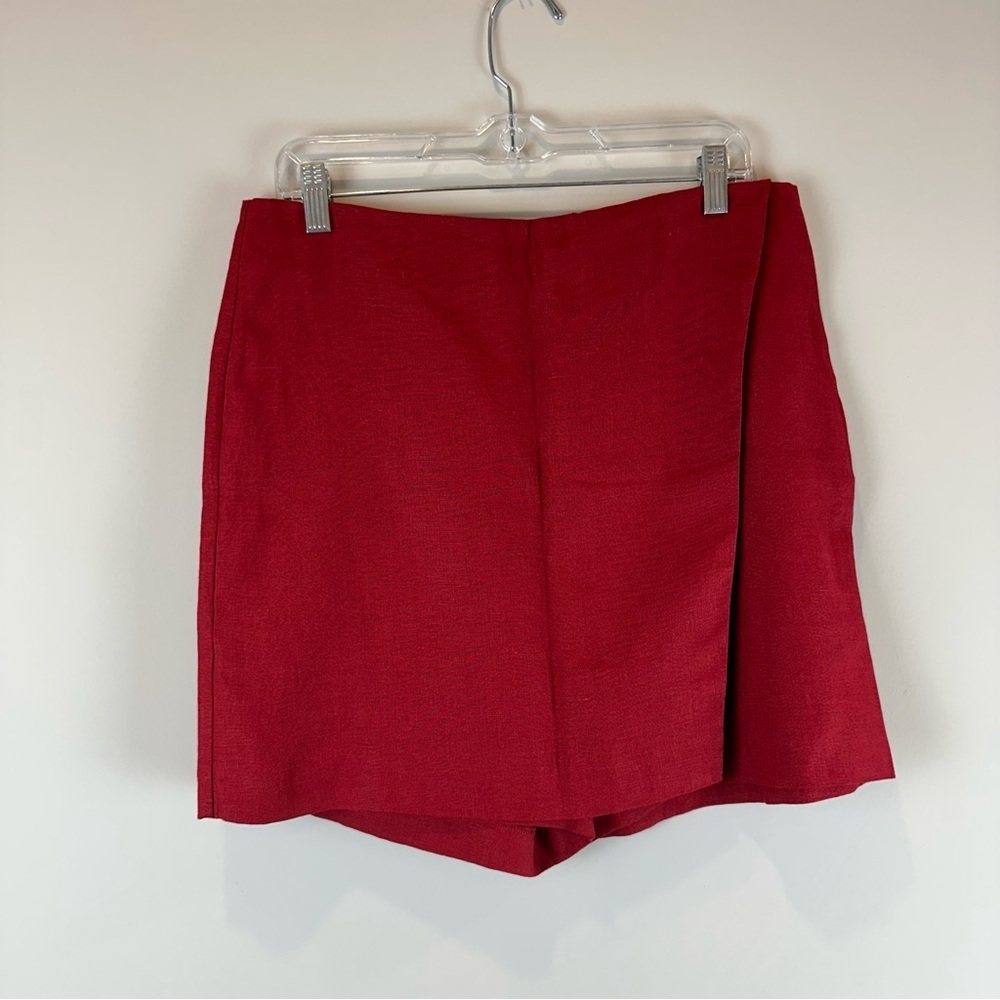NEW Talbots Red 100% Linen Casual Spring Capsule Wardrobe Skort Shorts Size 8